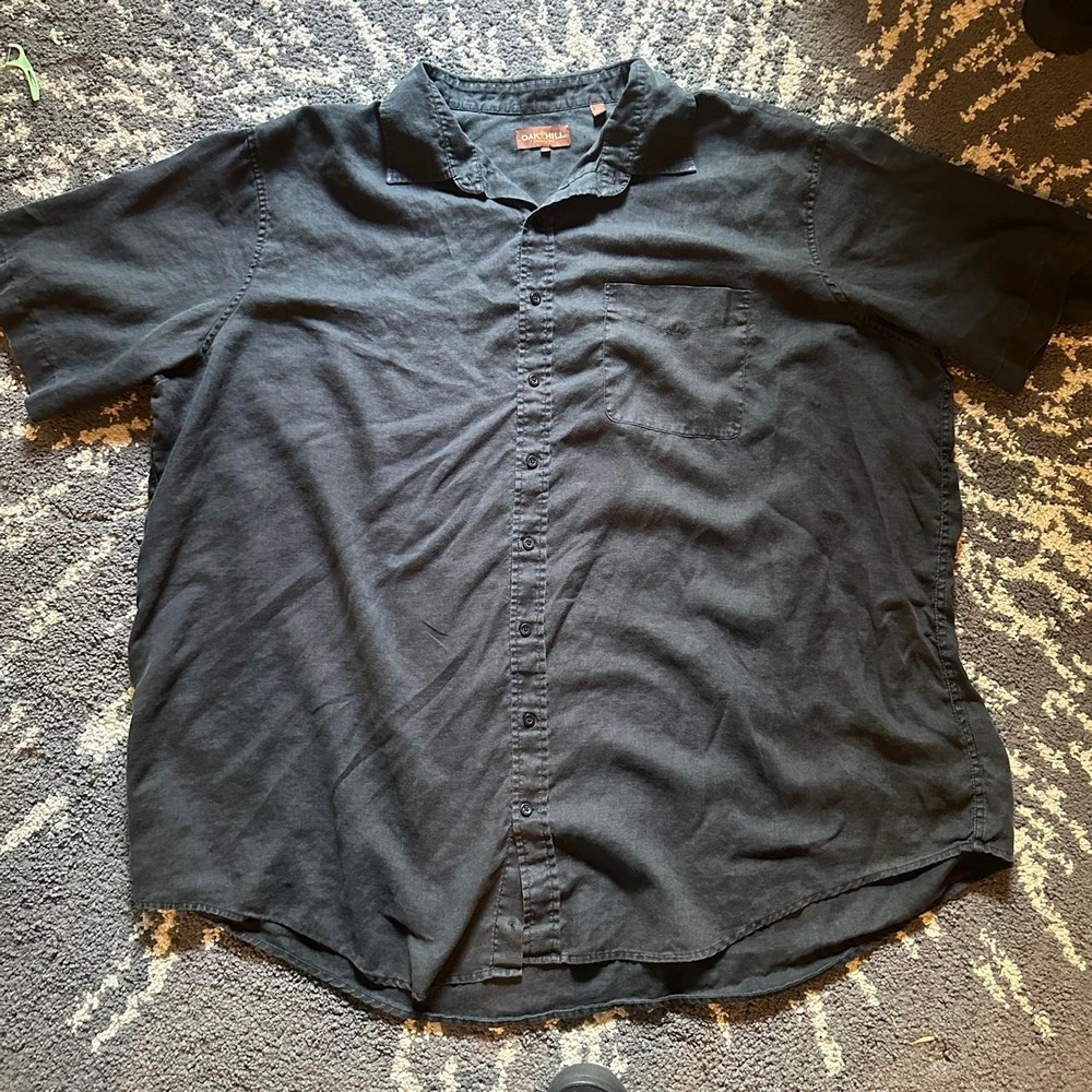 Oak Hill black button up 100% linen shirt Size 4XL